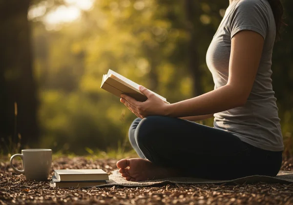 Person practicing self-care, finding peace and personal strength.