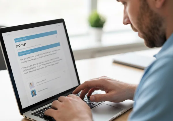 Man taking a BPD test online, seeking clarity