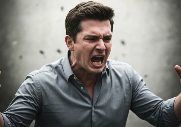 Man showing intense anger, hinting at underlying pain