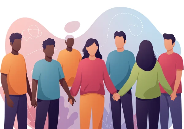 Group of people supporting each other, symbolizing support