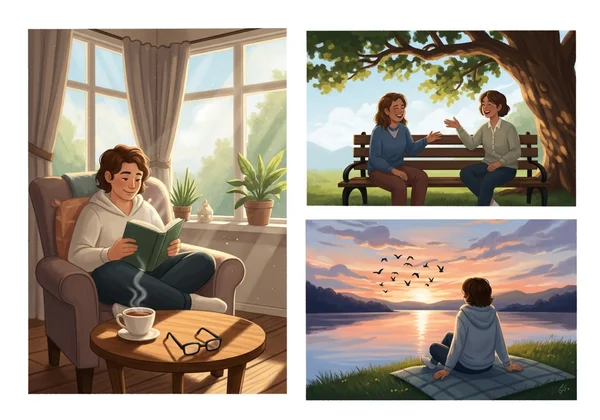 Person thriving in a stable, fulfilling life