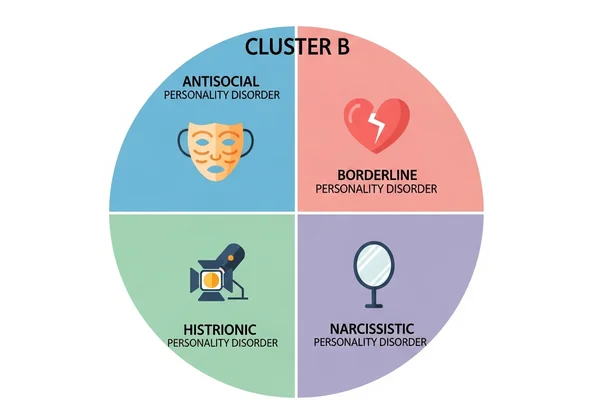 Four types of Cluster B personality disorders illustration